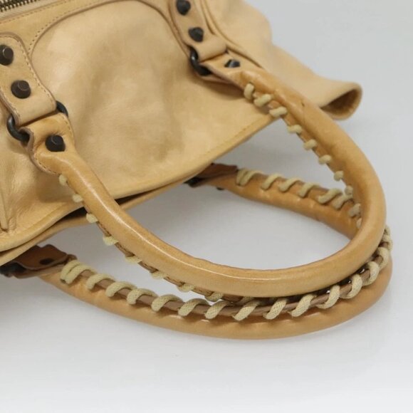 BALENCIAGA The Sunday Hand Bag Leather Beige Auth 132424 - Picture 8 of 16